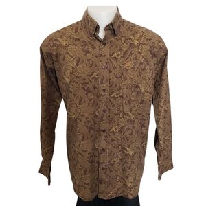 Cinch Classic Fit Tonal Paisley Western Button Down Shirt in Brown Men's Size M